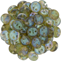 50 CzechMates 6mm Two Hole Lentil Aquamarine Celsian Beads (60010Z)