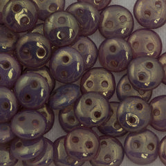 50 CzechMates 6mm Two Hole Lentil Milky Peridot Rosaline Luster Beads (61100LK)