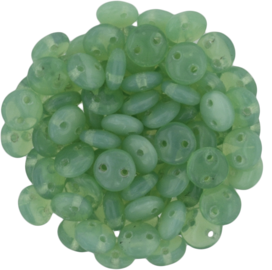50 CzechMates 6mm Two Hole Lentil Milky Turquoise Beads (61310)
