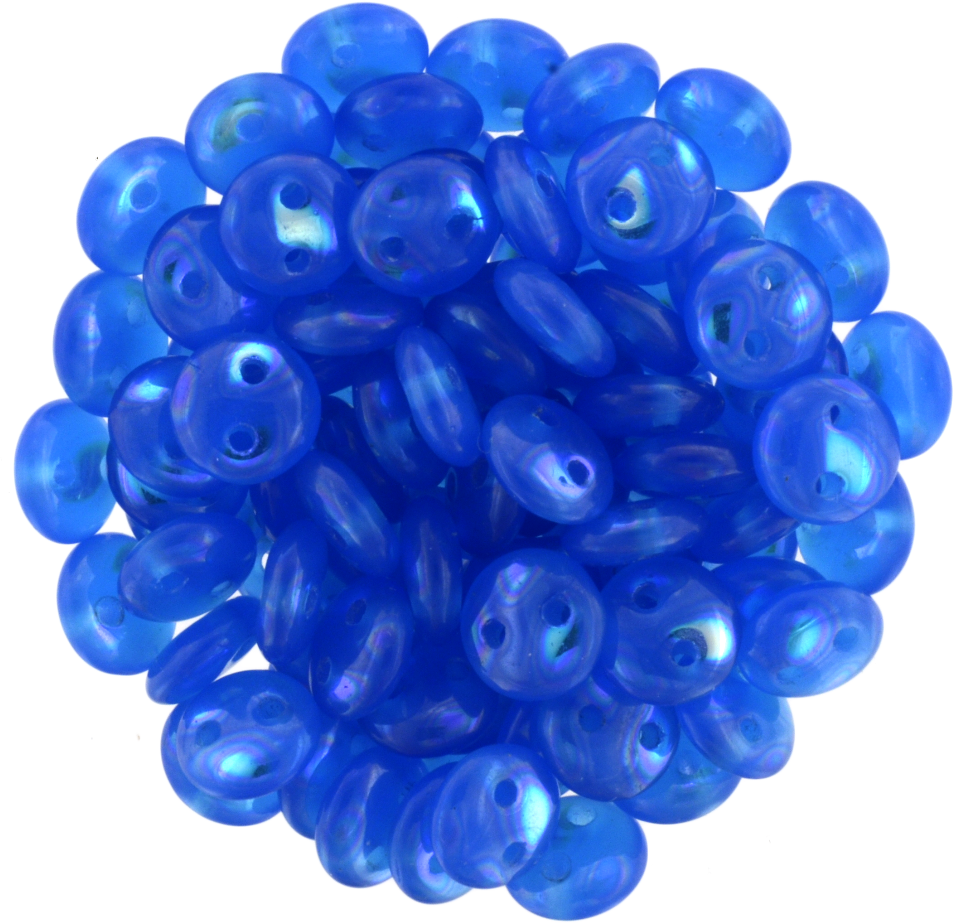 50 CzechMates 6mm Two Hole Lentil Milky Baby Blue Peacock Beads (62010PK)