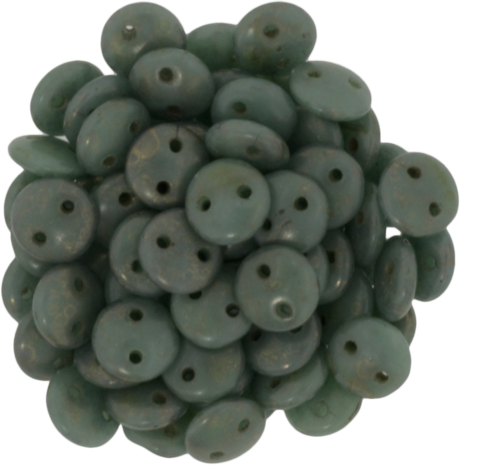 50 CzechMates 6mm Two Hole Lentil Turquoise Copper Picasso Beads (63130CT)