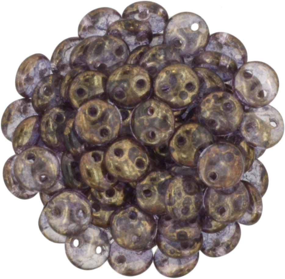 50 CzechMates 6mm Two Hole Lentil Rosaline Moon Dust Beads (70100MD)