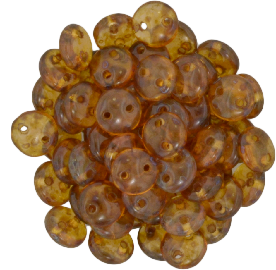 50 CzechMates 6mm Two Hole Lentil Milky Pink Picasso Beads (71010T)