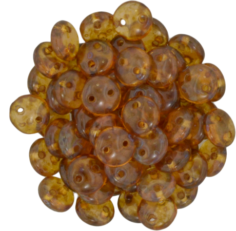 50 CzechMates 6mm Two Hole Lentil Milky Pink Picasso Beads (71010T)