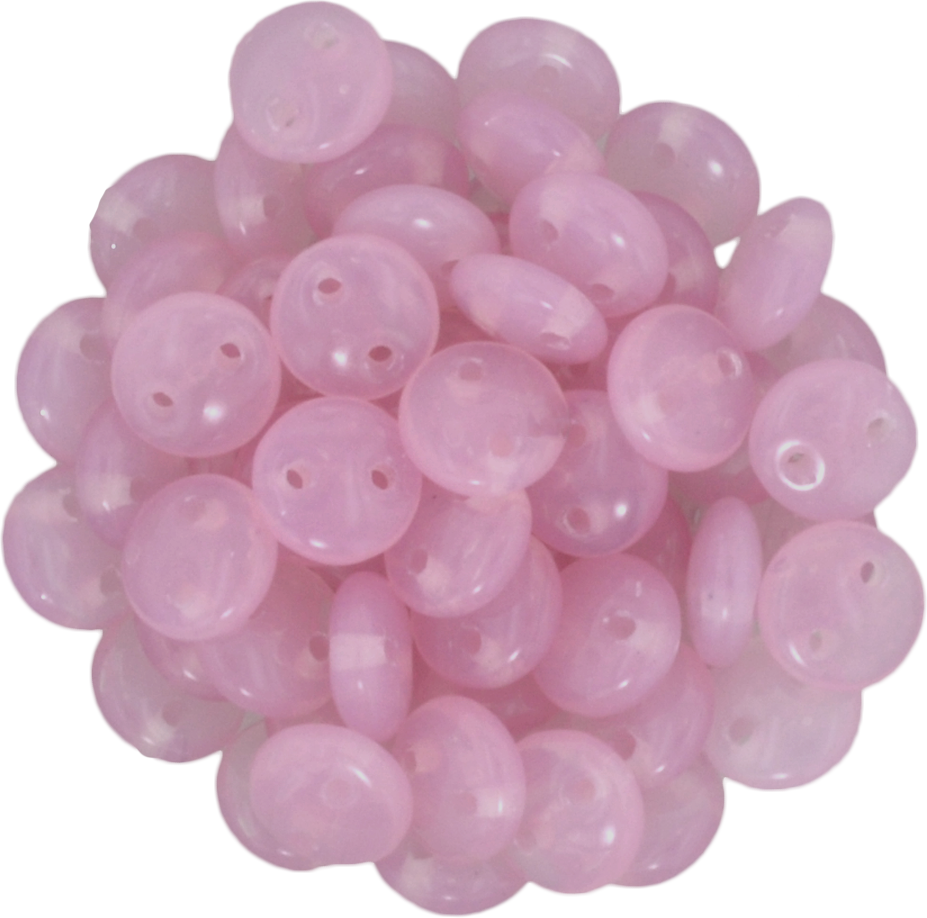 50 CzechMates 6mm Two Hole Lentil Milky Pink Beads (71010)