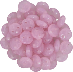 50 CzechMates 6mm Two Hole Lentil Milky Pink Beads (71010)