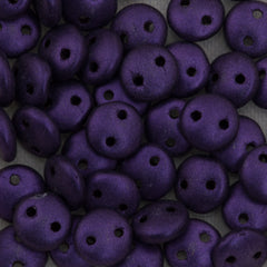 50 CzechMates 6mm Two Hole Lentil Metallic Suede Purple Beads (79021)