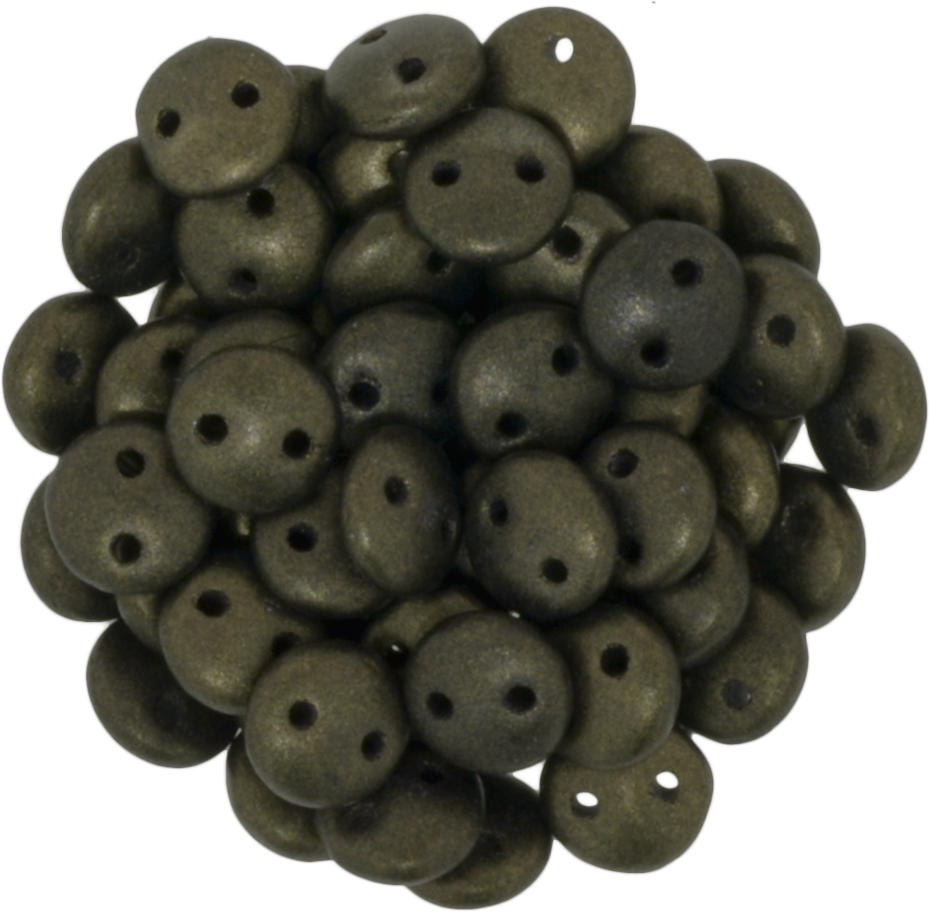 50 CzechMates 6mm Two Hole Lentil Metallic Suede Dark Green Beads (79082)