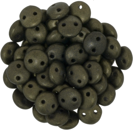 50 CzechMates 6mm Two Hole Lentil Metallic Suede Dark Green Beads (79082)