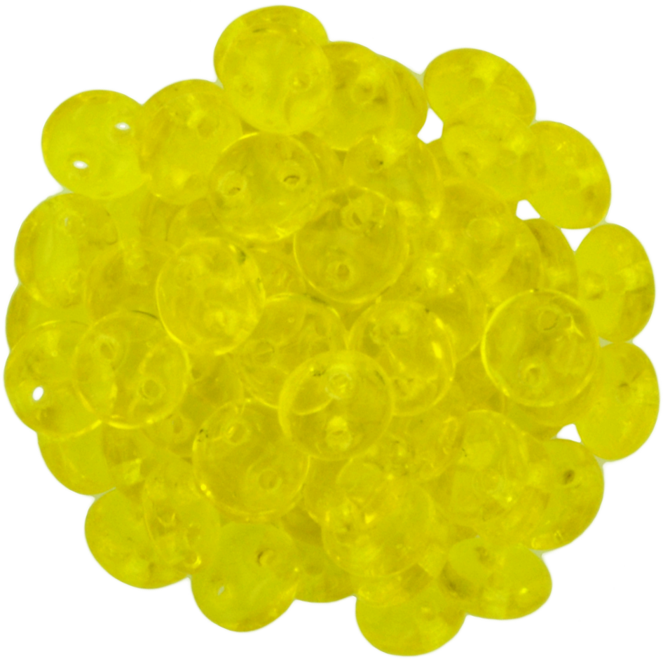 50 CzechMates 6mm Two Hole Lentil Transparent Yellow Beads (80010)