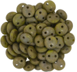 50 CzechMates 6mm Two Hole Lentil Chartreuse Copper Picasso Beads (84020CT)