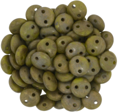 50 CzechMates 6mm Two Hole Lentil Chartreuse Copper Picasso Beads (84020CT)