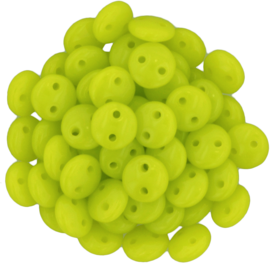 50 CzechMates 6mm Two Hole Lentil Chartreuse Beads (84020)