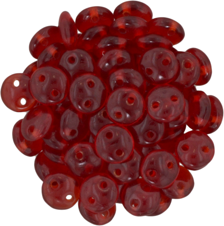 50 CzechMates 6mm Two Hole Lentil Siam Ruby Beads (90080)