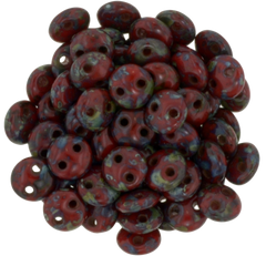 50 CzechMates 6mm Two Hole Lentil Opaque Red Picasso Beads (93200T)