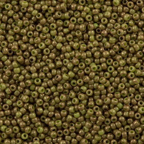 50g Toho Round Seed Beads 11/0 Opaque Avocado Pink Marbled (1209)