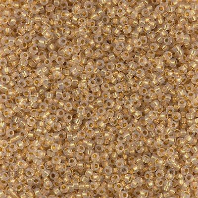 Miyuki Round Seed Bead 15/0 24kt Yellow Gold Lined Crystal Opal 2-inch Tube (196)