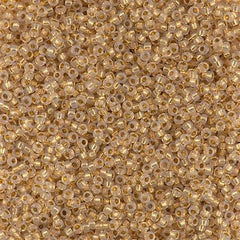 Miyuki Round Seed Bead 15/0 24kt Yellow Gold Lined Crystal Opal 2-inch Tube (196)