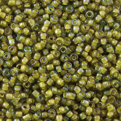 50g toho Round Seed Bead 8/0 Inside Color Lined Yellow Green (246)