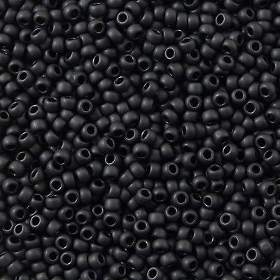 Toho Round Seed Beads 6/0 Opaque Matte Black 2.5-inch tube (49F)