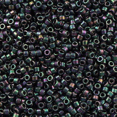 25g Miyuki Delica seed bead 11/0 Black AB DB1001