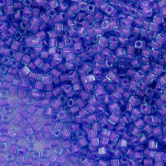 Miyuki 1.8mm Cube Seed Bead Blue Inside Color Lined Lavender 8g Tube (2640)