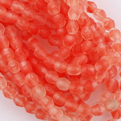 100 Czech Fire Polished 4mm Round Bead Hurricane Matte Aloe Flower (04940H)