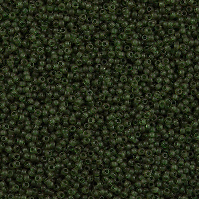 Miyuki Round Seed Bead 15/0 Semi-Matte Dyed Transparent Olive 2-inch Tube (1611)