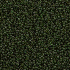 Miyuki Round Seed Bead 15/0 Semi-Matte Dyed Transparent Olive 2-inch Tube (1611)
