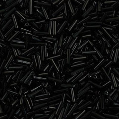 25g Miyuki 6mm Bugle Bead Opaque Black (401)