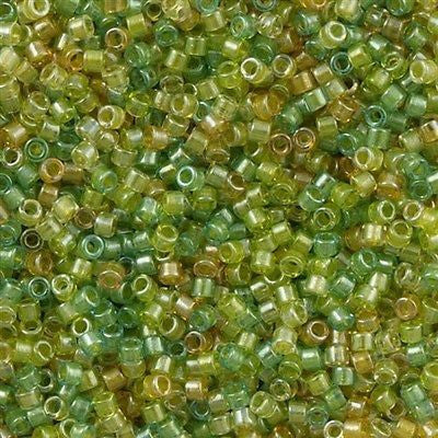 25g Miyuki Delica Seed Bead 11/0 Inside Dyed Color Amber Peridot Mix DB983