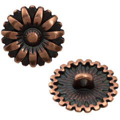 17mm Metal Button Antique Copper Plated Flower Design
