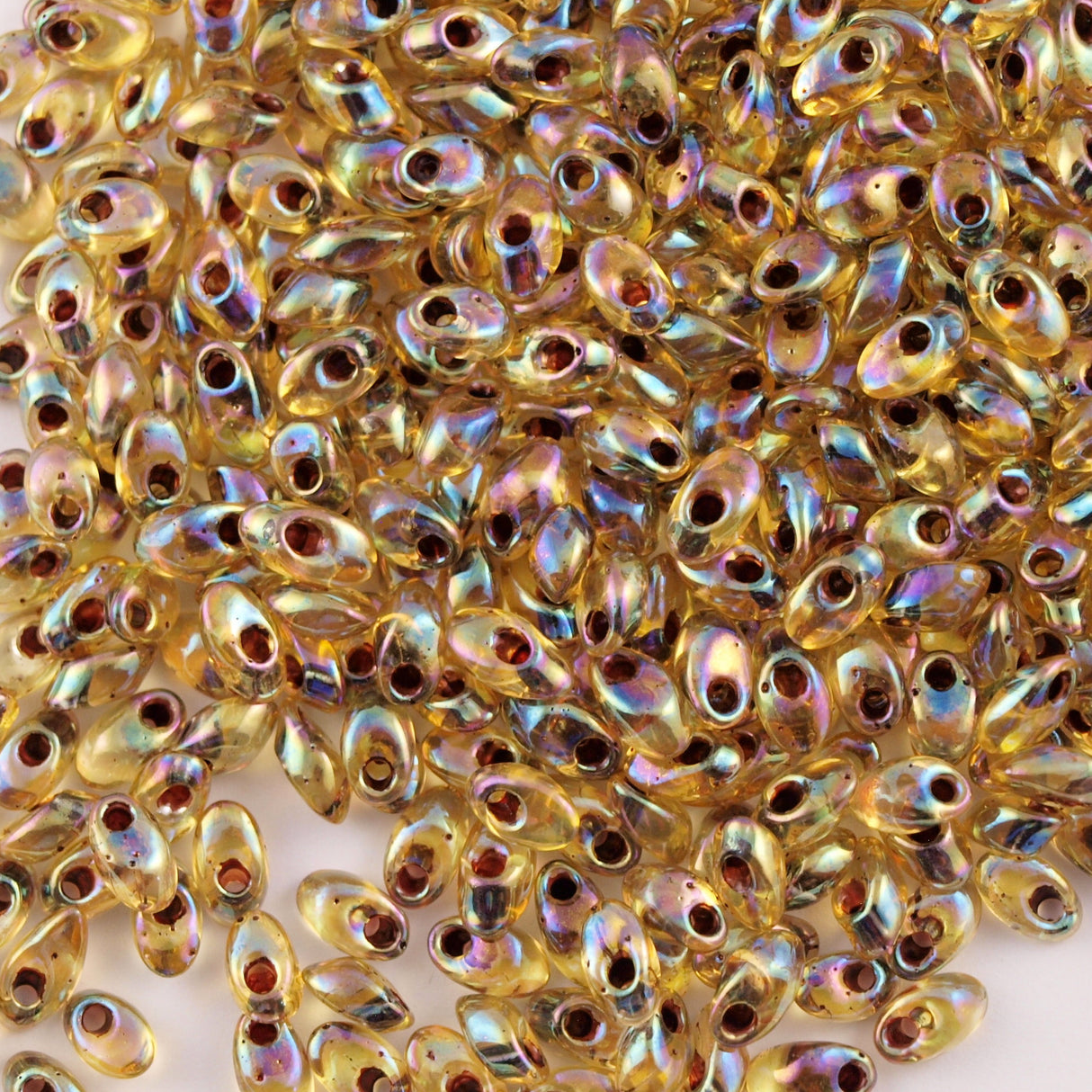 Miyuki Long Magatama Seed Bead Garnet Inside Color Lined Topaz AB 8g Tube (2161)