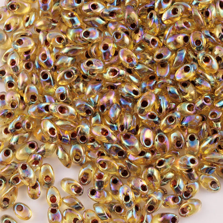 Miyuki Long Magatama Seed Bead Garnet Inside Color Lined Topaz AB 8g Tube (2161)
