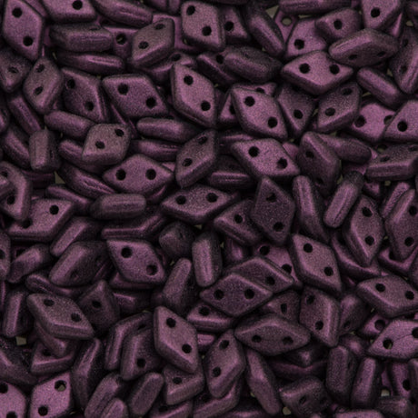 CzechMates 4x6mm Diamond Two Hole Beads Metallic Suede Pink 8.2g Tube (79086)