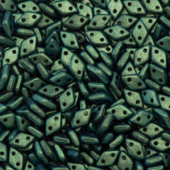 CzechMates 4x6mm Diamond Two Hole Beads Polychrome Aqua Teal 8.2g Tube (94104)