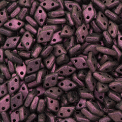 CzechMates 4x6mm Diamond Two Hole Beads Polychrome Pink Olive 8.2g Tube (94106)