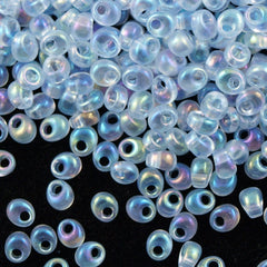Miyuki 4mm Magatama Seed Bead Transparent Light Sapphire AB 23g Tube (2135)
