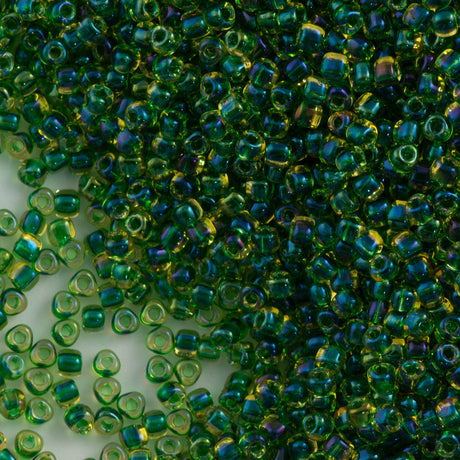 Miyuki Triangle Seed Bead 5/0 Green Lined Topaz 10g (1165)