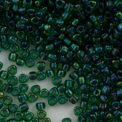 Miyuki Triangle Seed Bead 8/0 Green Inside Color Lined Purple 23g Tube (1812)