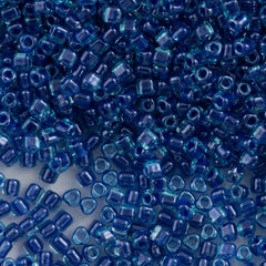 Miyuki Triangle Seed Bead 5/0 Light Blue Inside Color Lined Dark Blue 21g Tube (1828)
