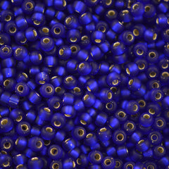 Miyuki Round Seed Bead 11/0 Matte Silver Lined Cobalt Blue 22g Tube (20F)