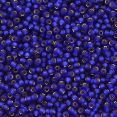 Miyuki Round Seed Bead 8/0 Matte Silver Lined Cobalt Blue 22g Tube (20F)