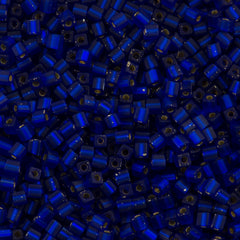 Miyuki 4mm Cube Seed Bead Matte Silver Lined Cobalt Blue 19g Tube (20F)