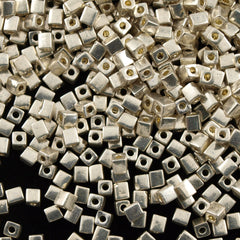 Miyuki 4mm Cube Seed Bead Galvanized Silver 19g Tube (1051)