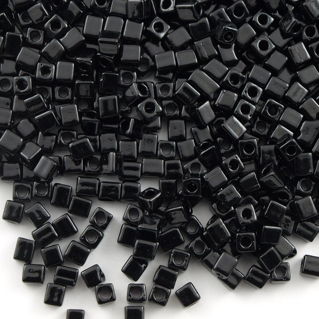 Miyuki 3mm Cube Seed Bead Opaque Black #401