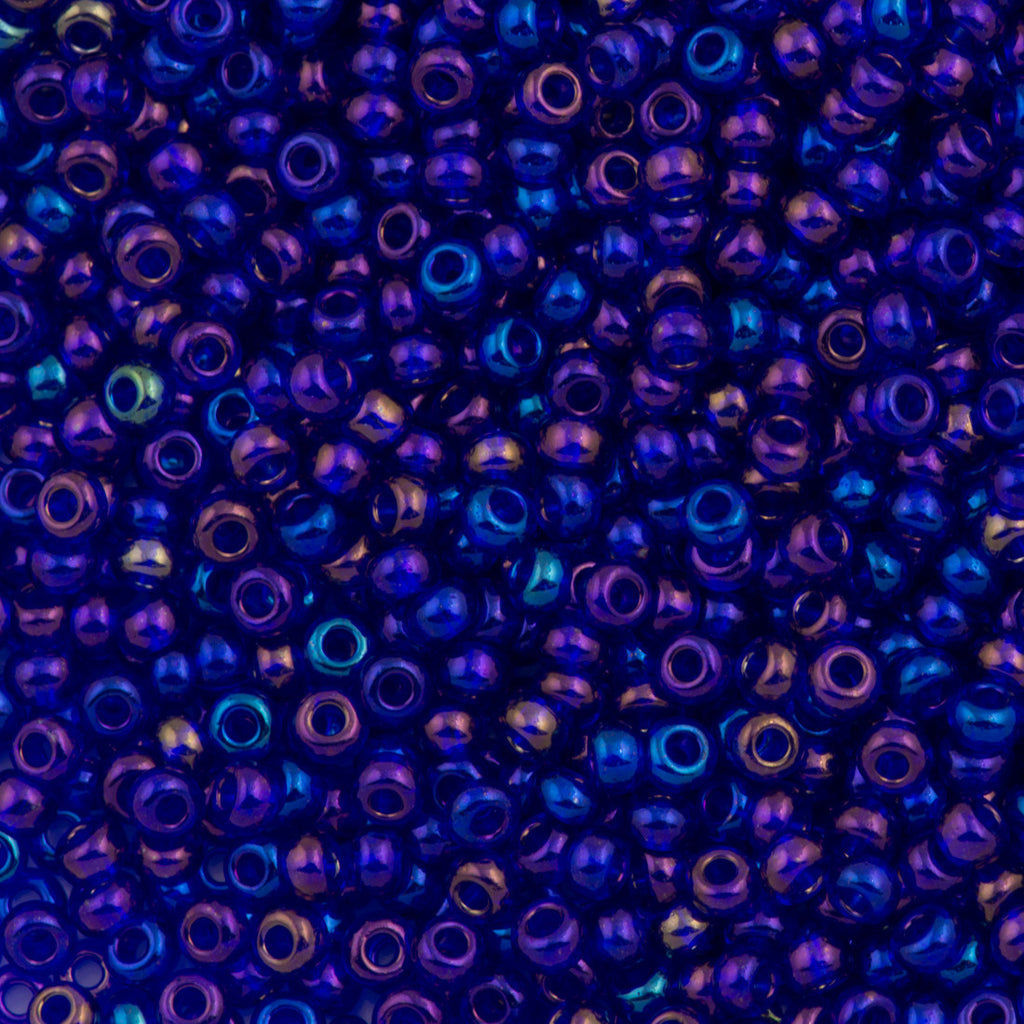 Czech Seed Bead 6/0 Transparent Dark Sapphire AB 50g (31100)
