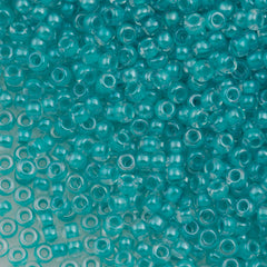 50g Czech Seed Bead 10/0 Inside Color Lined Turquoise (38158)