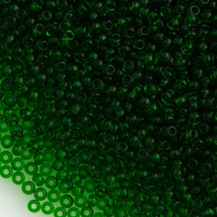 50g Czech Seed Bead 10/0 Transparent Medium Green (50120)