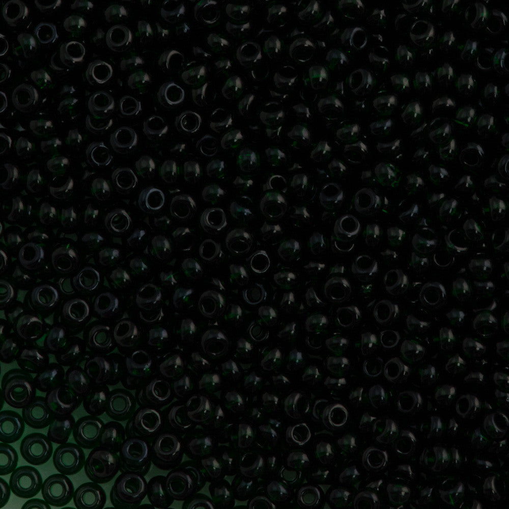 50g Czech Seed Bead 10/0 Transparent Dark Green (50150)